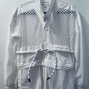 Free People Movement Under Sea White Mesh Maxi Convertible Parka Jacket NWT